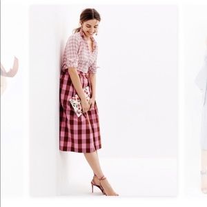 Jcrew pink gingham skirt